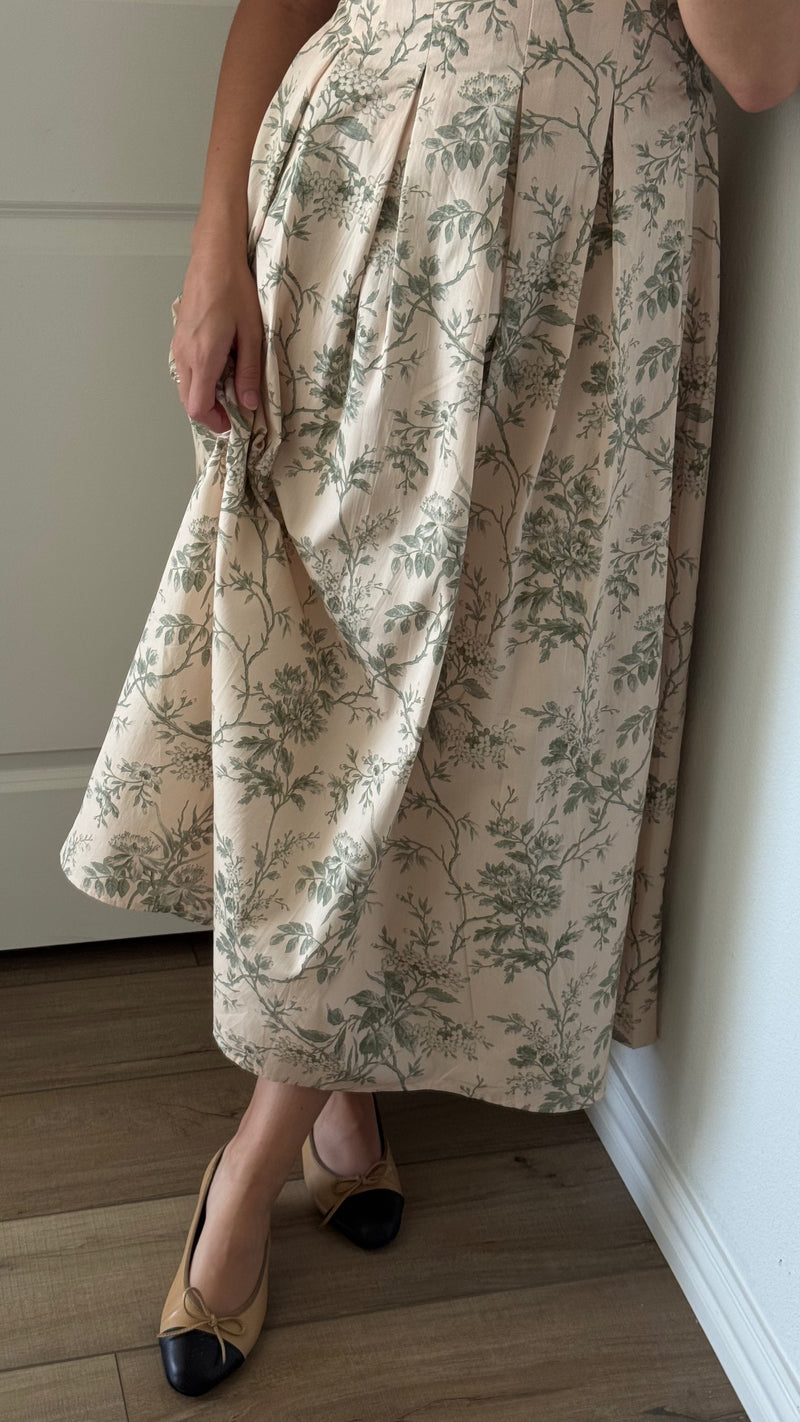 Ysabella Green Floral Midi Dress