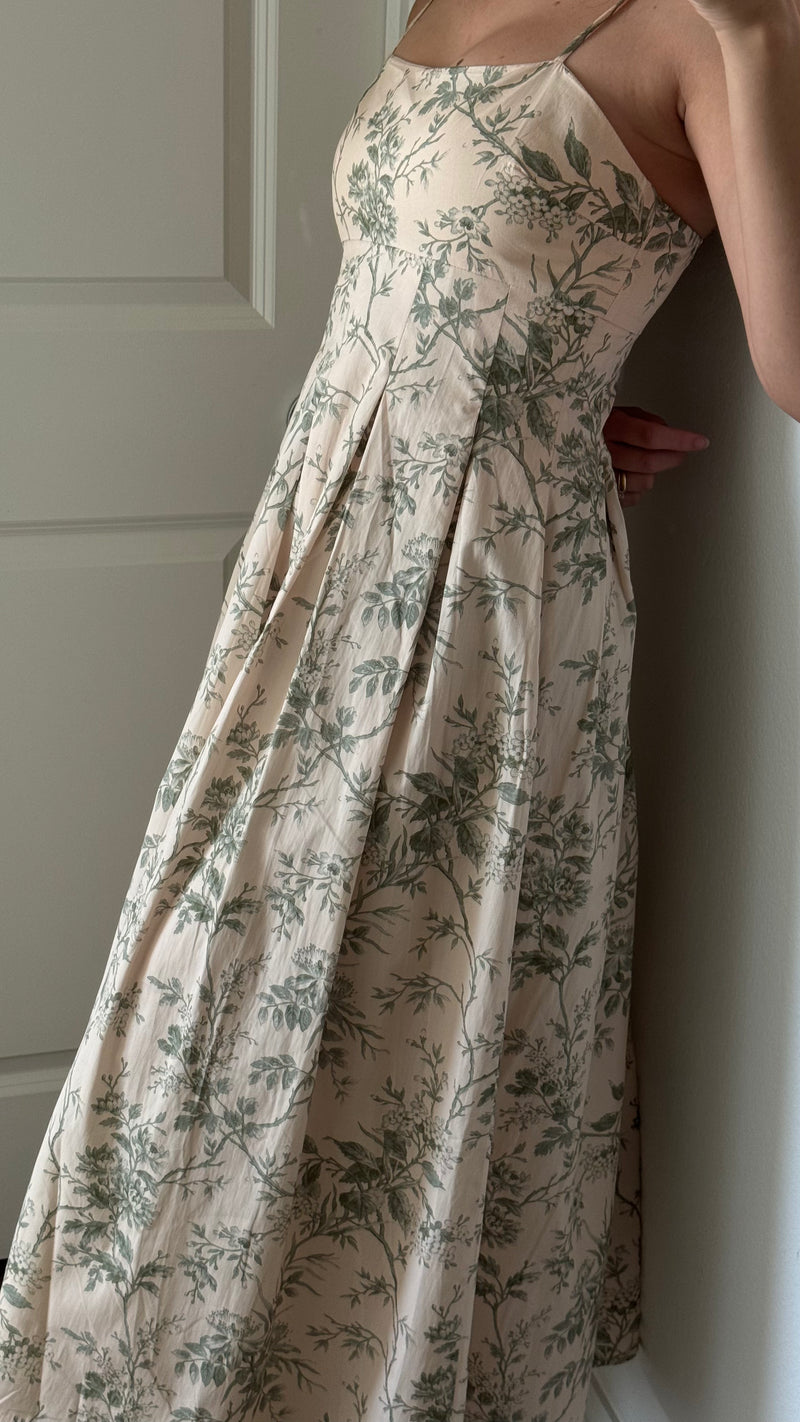 Ysabella Green Floral Midi Dress
