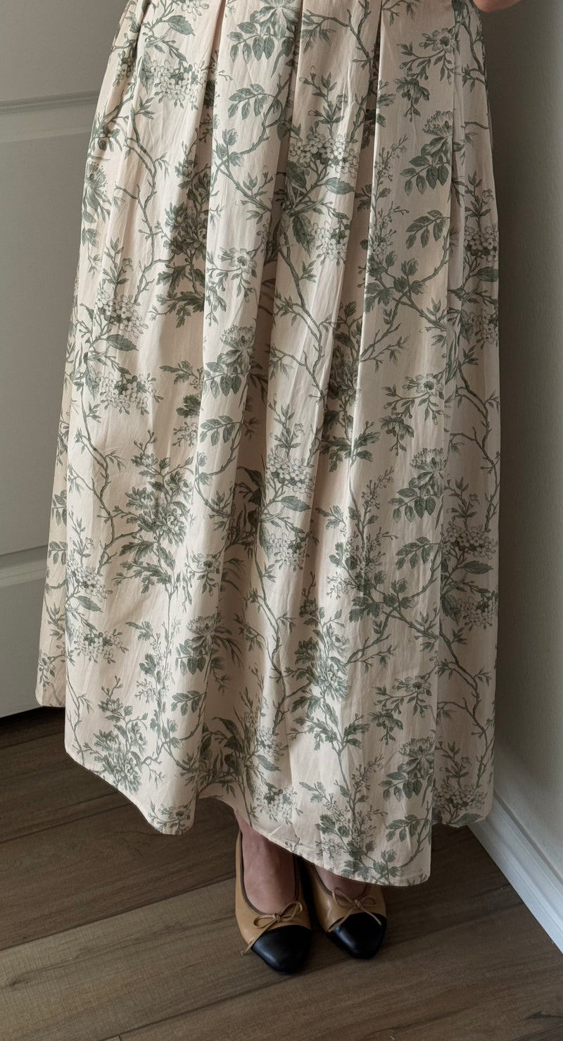 Ysabella Green Floral Midi Dress