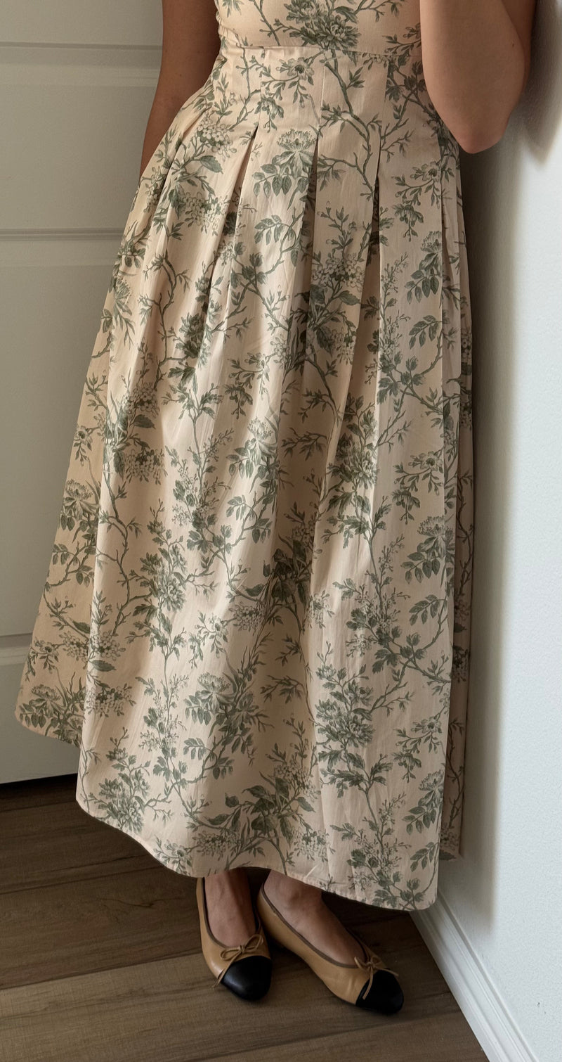 Ysabella Green Floral Midi Dress
