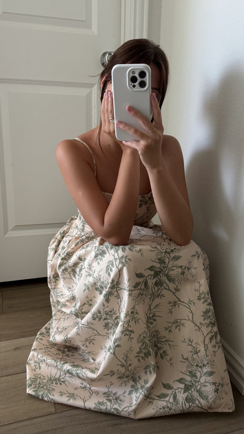 Ysabella Green Floral Midi Dress