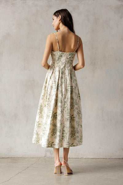 Ysabella Green Floral Midi Dress