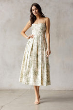 Ysabella Green Floral Midi Dress