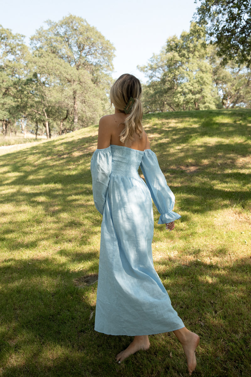 Christen Powder Blue Cotton Dress - LLACIE 