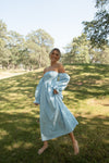 Christen Powder Blue Cotton Dress - LLACIE 