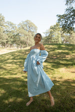 Christen Powder Blue Cotton Dress - LLACIE 