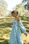 Christen Powder Blue Cotton Dress - LLACIE 