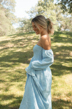 Christen Powder Blue Cotton Dress - LLACIE 