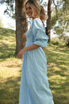 Christen Powder Blue Cotton Dress - LLACIE 