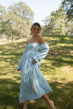 Christen Powder Blue Cotton Dress - LLACIE 